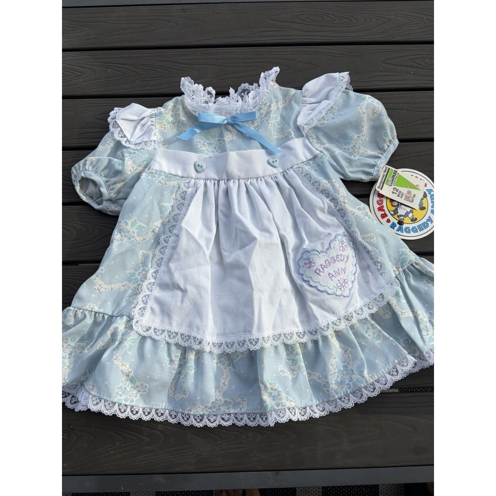 Vintage New Raggedy Ann & Andy Toddler Apron Dress Size 12 Months